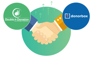 Partnership logo of Double the Donation and DonorBox.